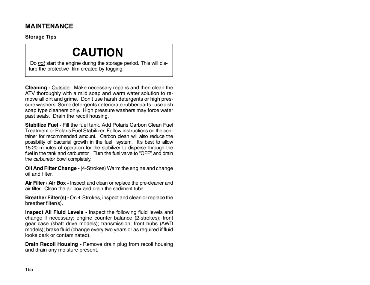 Polaris 2001 ATV Universal ATV User Manual | Page 176 / 189