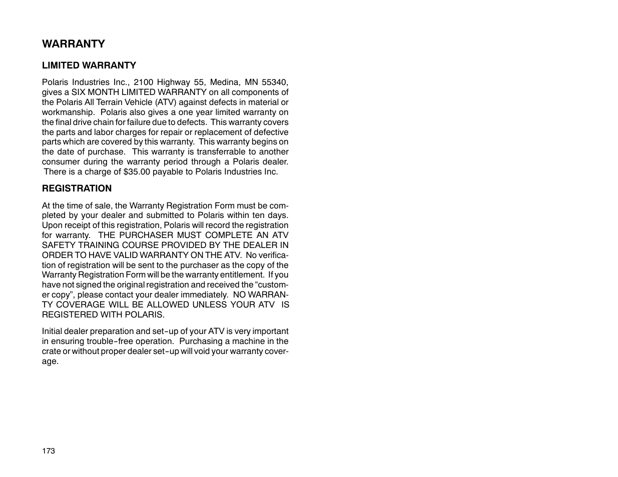 Polaris 2001 ATV Universal ATV User Manual | Page 184 / 189