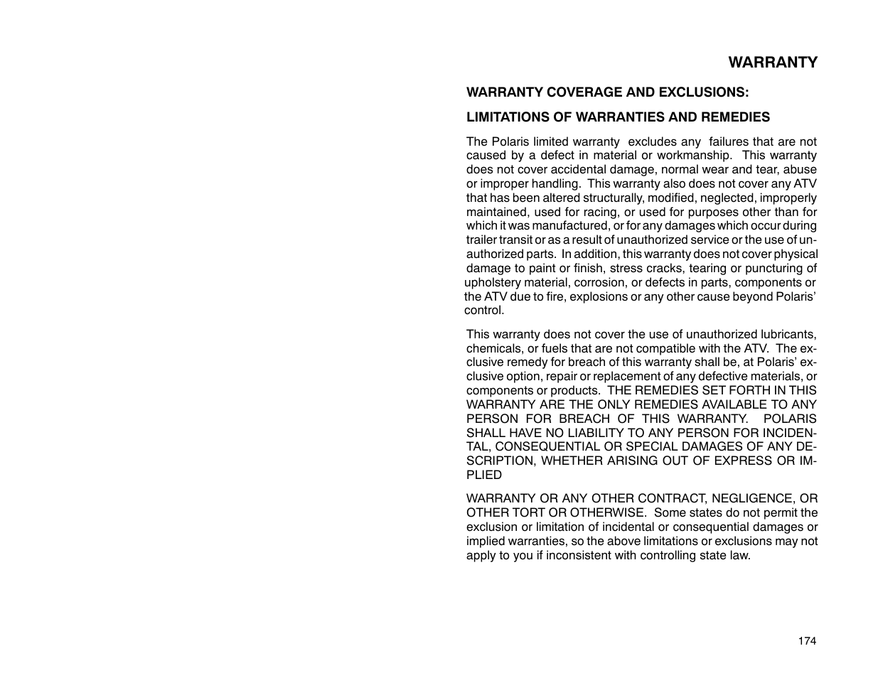 Polaris 2001 ATV Universal ATV User Manual | Page 185 / 189