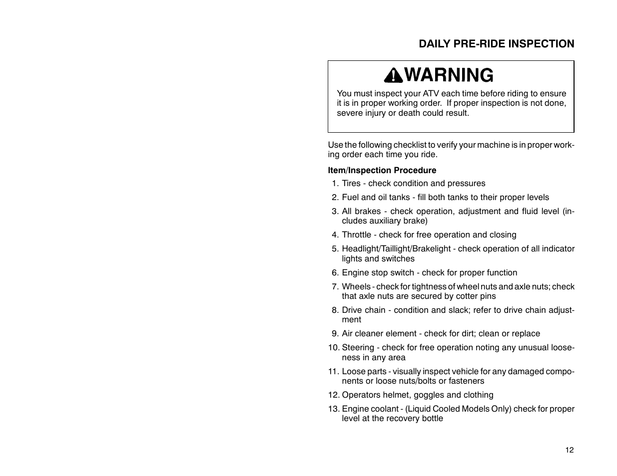 Polaris 2001 ATV Universal ATV User Manual | Page 23 / 189