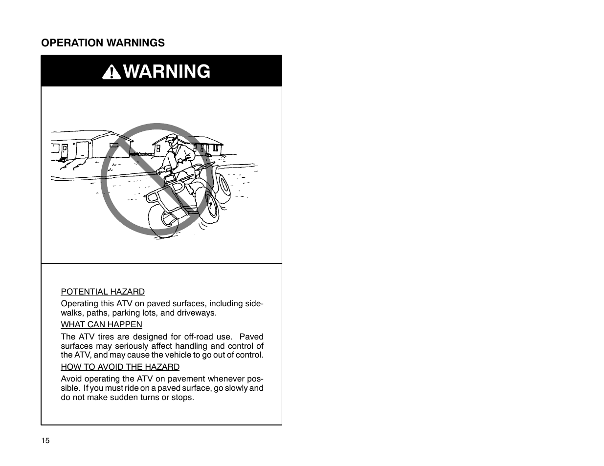 Warning | Polaris 2001 ATV Universal ATV User Manual | Page 26 / 189