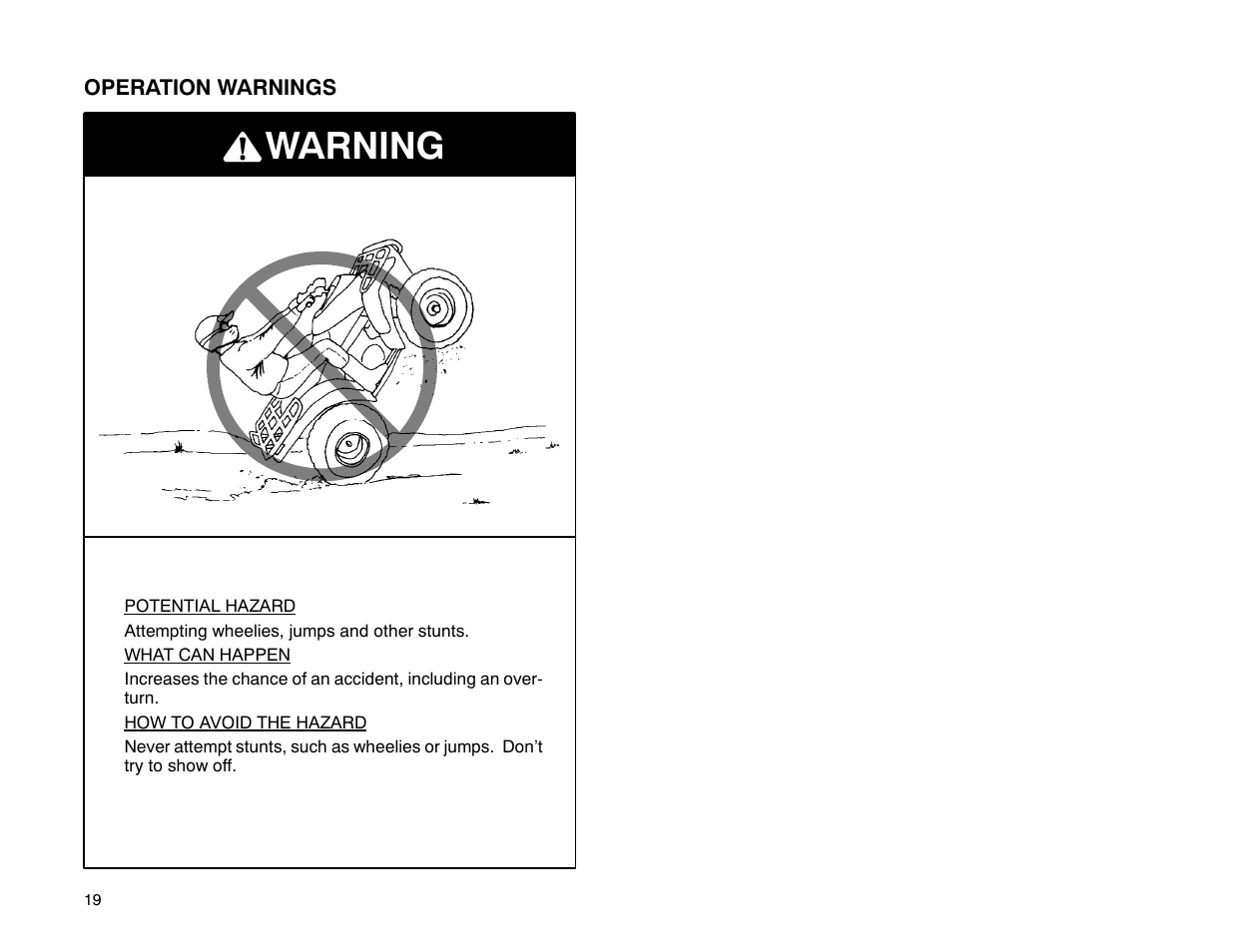 Warning | Polaris 2001 ATV Universal ATV User Manual | Page 30 / 189