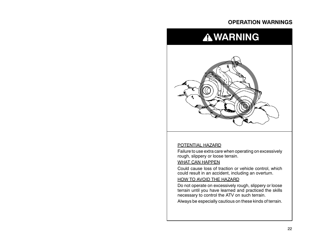 Warning | Polaris 2001 ATV Universal ATV User Manual | Page 33 / 189