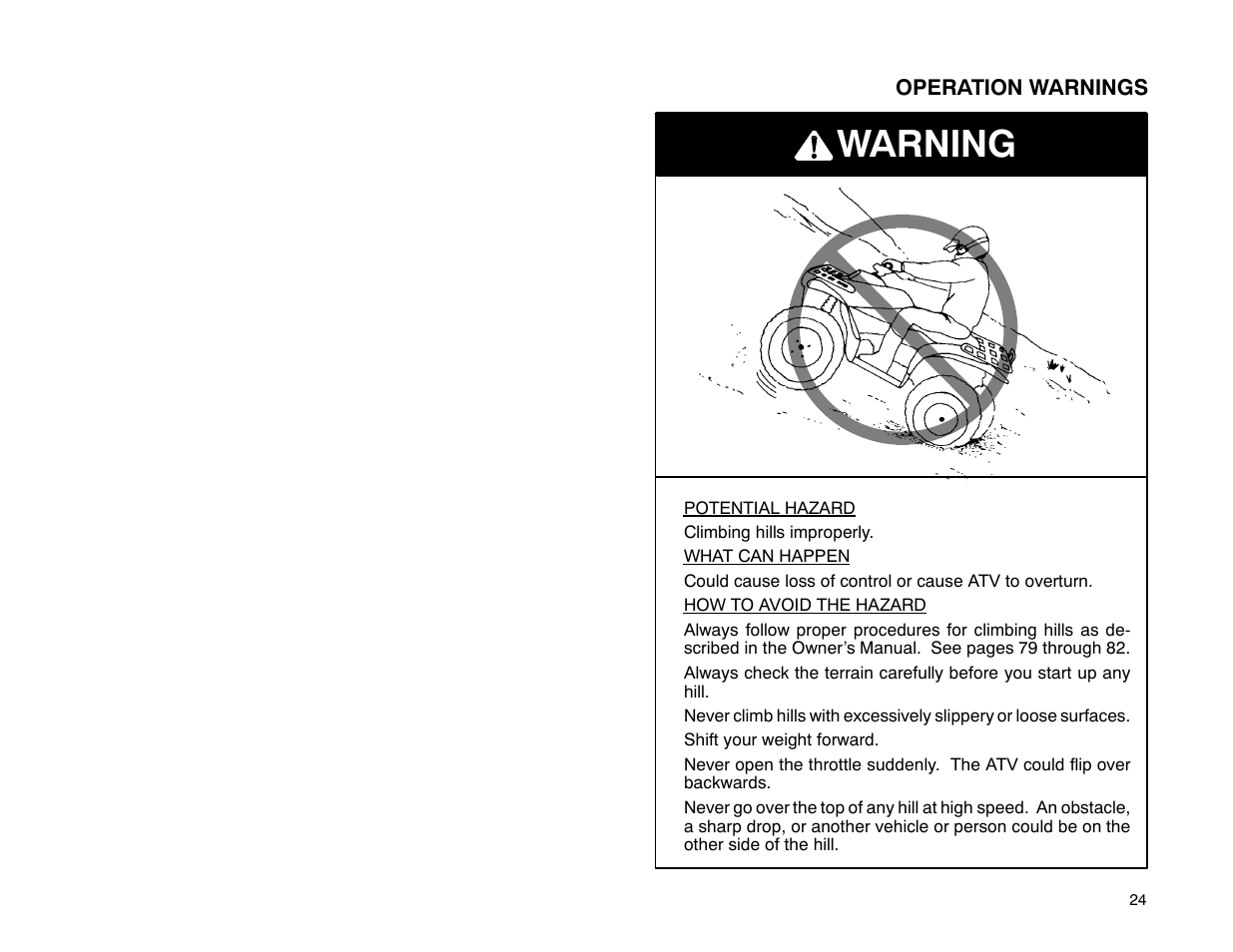 Warning | Polaris 2001 ATV Universal ATV User Manual | Page 35 / 189
