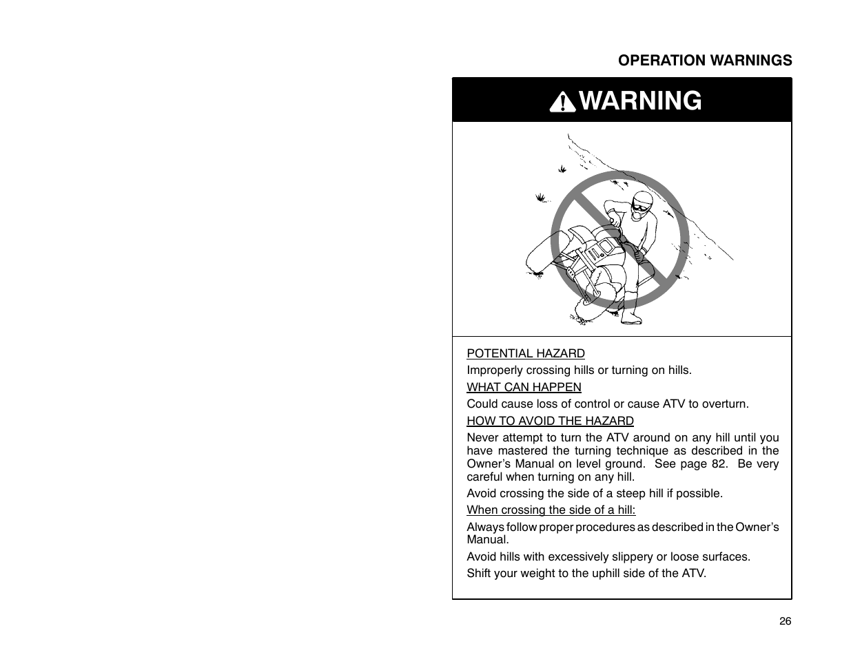 Warning | Polaris 2001 ATV Universal ATV User Manual | Page 37 / 189