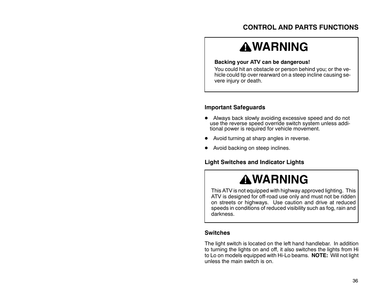 Polaris 2001 ATV Universal ATV User Manual | Page 47 / 189