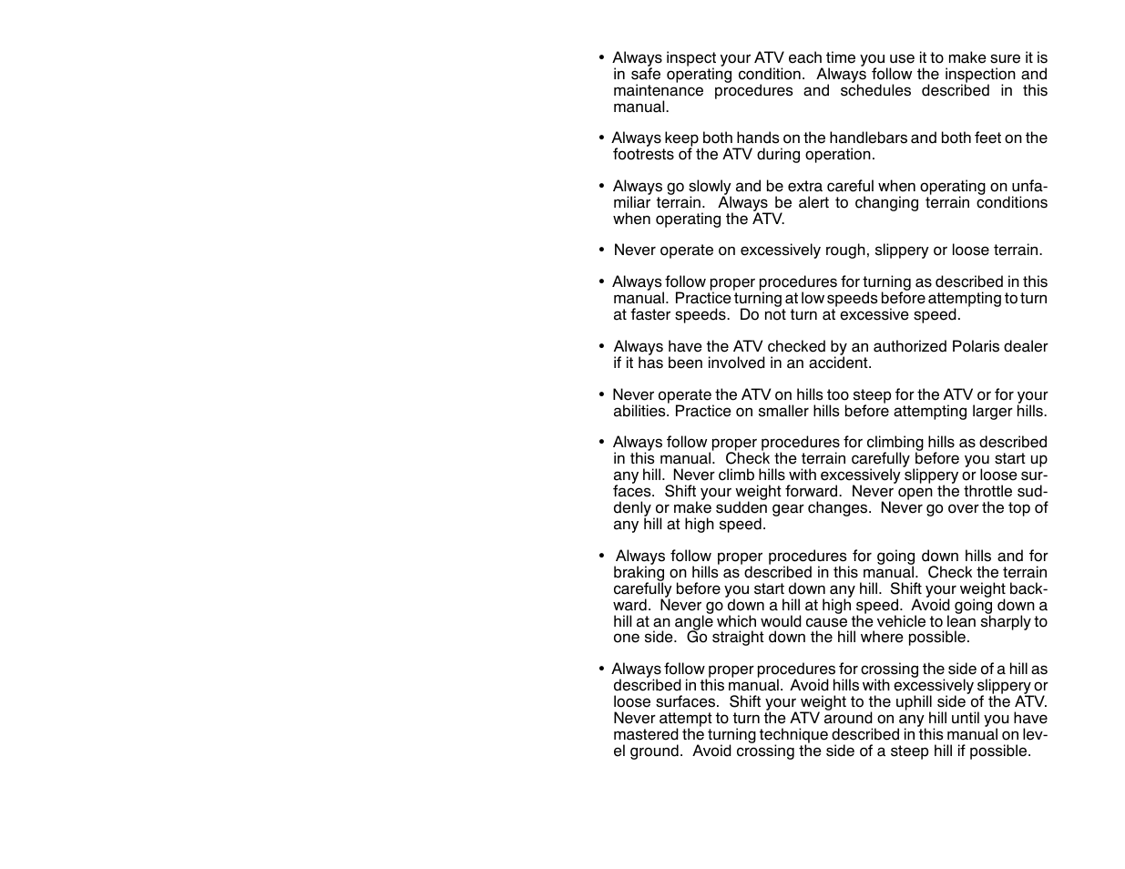 Polaris 2001 ATV Universal ATV User Manual | Page 5 / 189