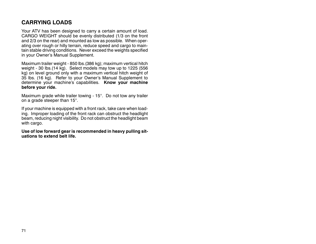 Polaris 2001 ATV Universal ATV User Manual | Page 82 / 189