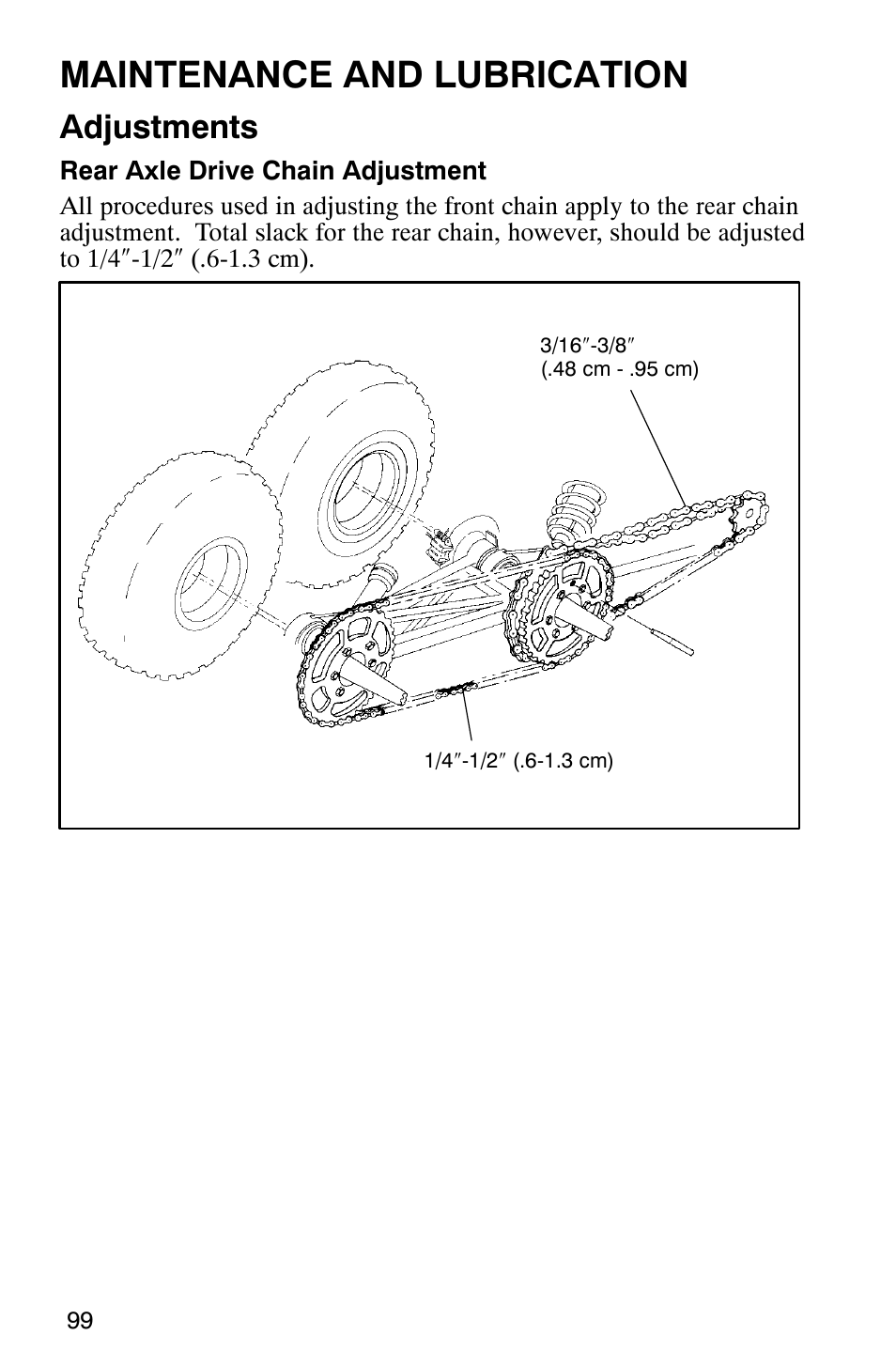 Maintenance and lubrication, Adjustments | Polaris 2002 ATV Sportsman 6X6 User Manual | Page 102 / 131