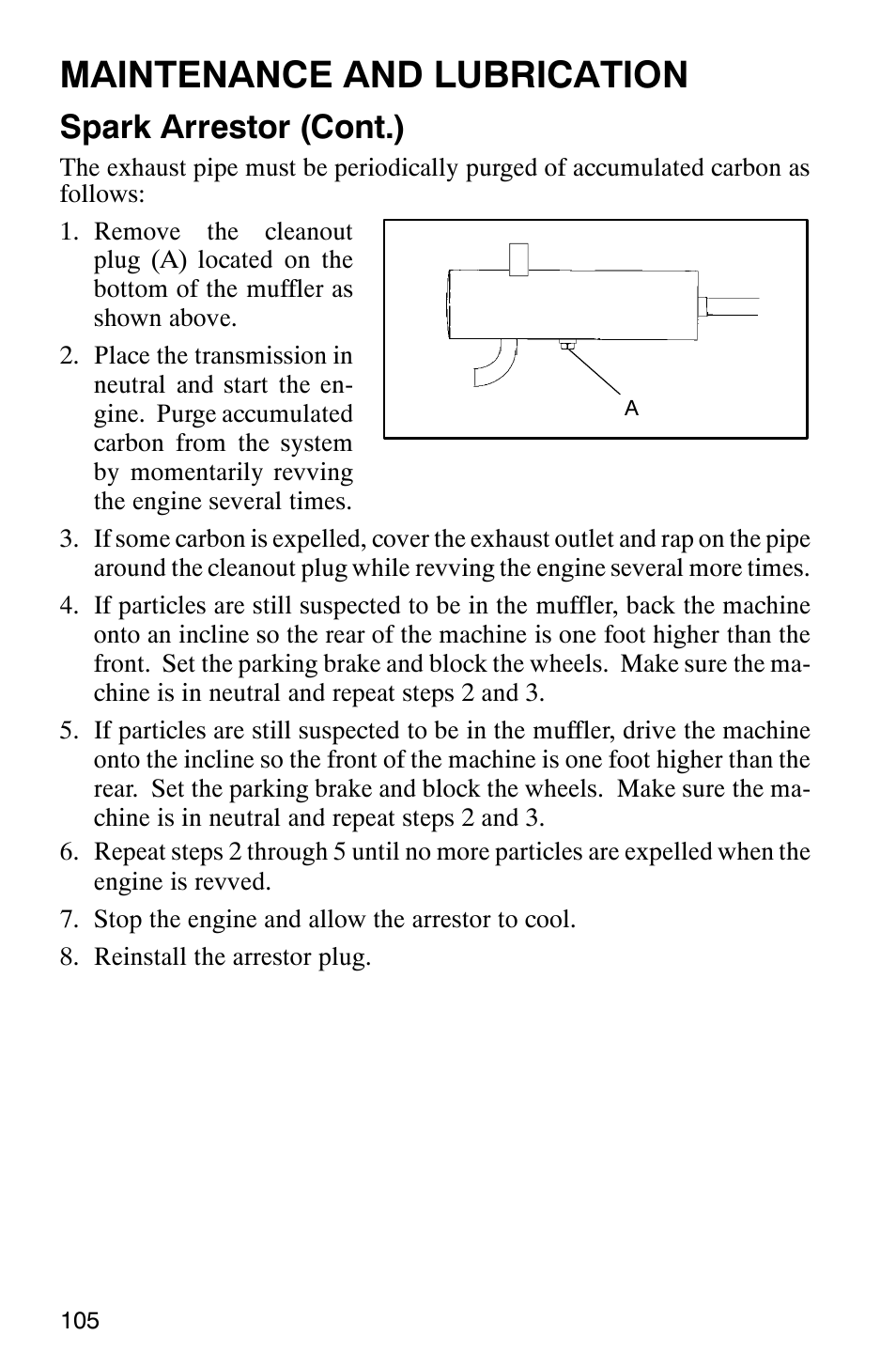 Maintenance and lubrication, Spark arrestor (cont.) | Polaris 2002 ATV Sportsman 6X6 User Manual | Page 108 / 131