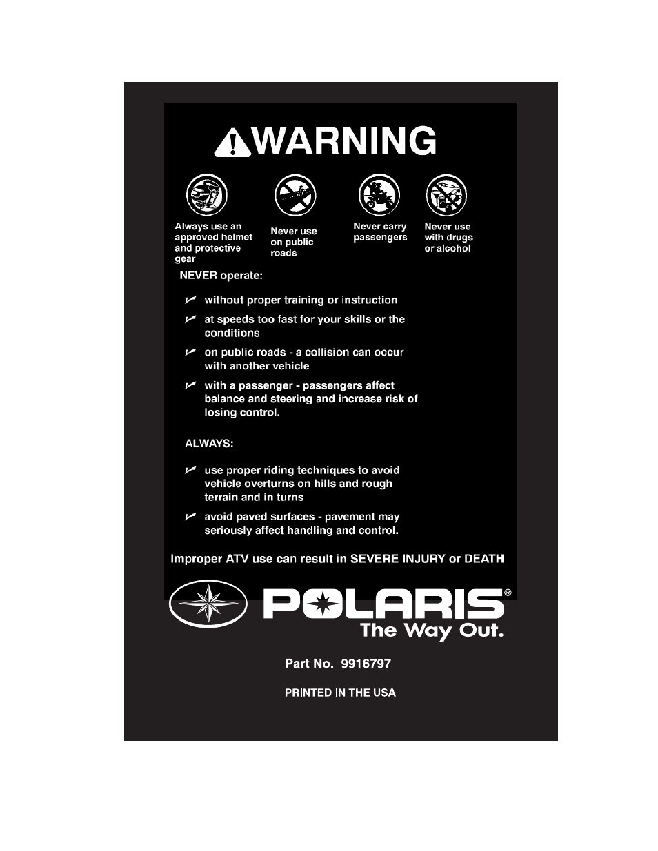 Polaris 2002 ATV Sportsman 6X6 User Manual | Page 131 / 131