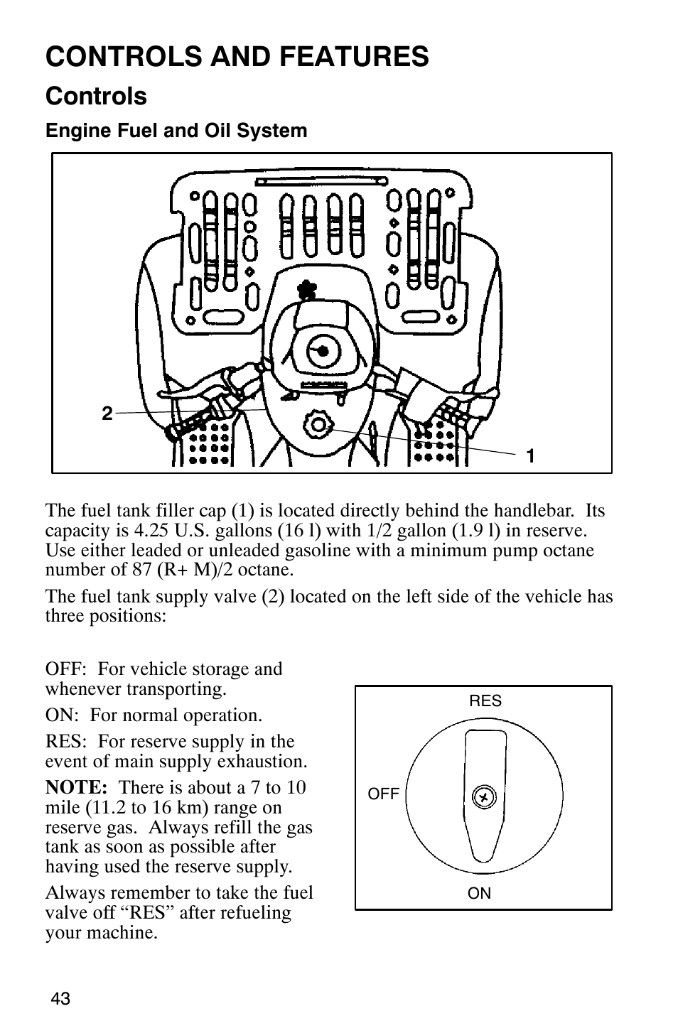 Controls and features, Controls | Polaris 2002 ATV Sportsman 6X6 User Manual | Page 46 / 131