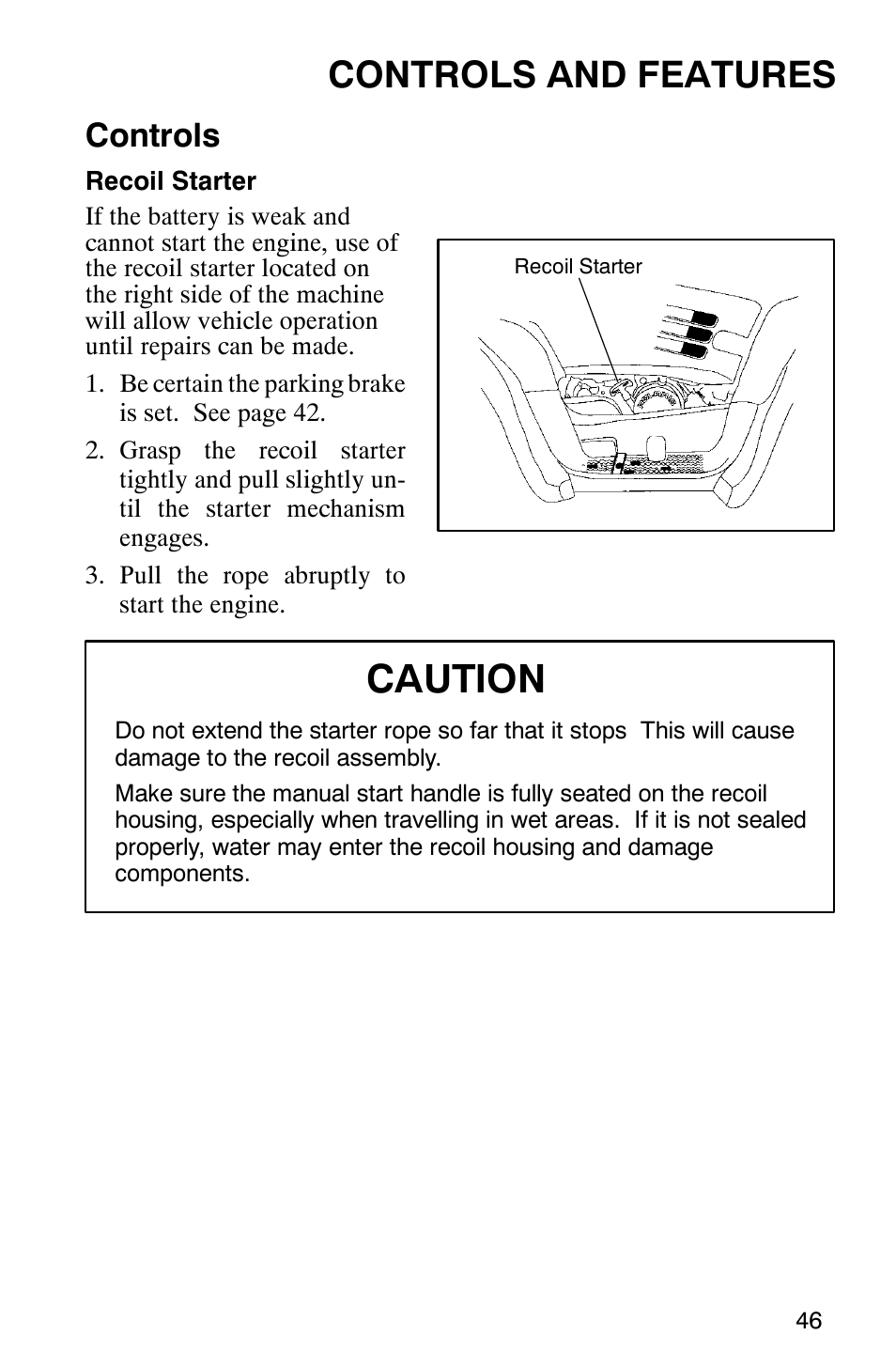 Caution, Controls and features, Controls | Polaris 2002 ATV Sportsman 6X6 User Manual | Page 49 / 131