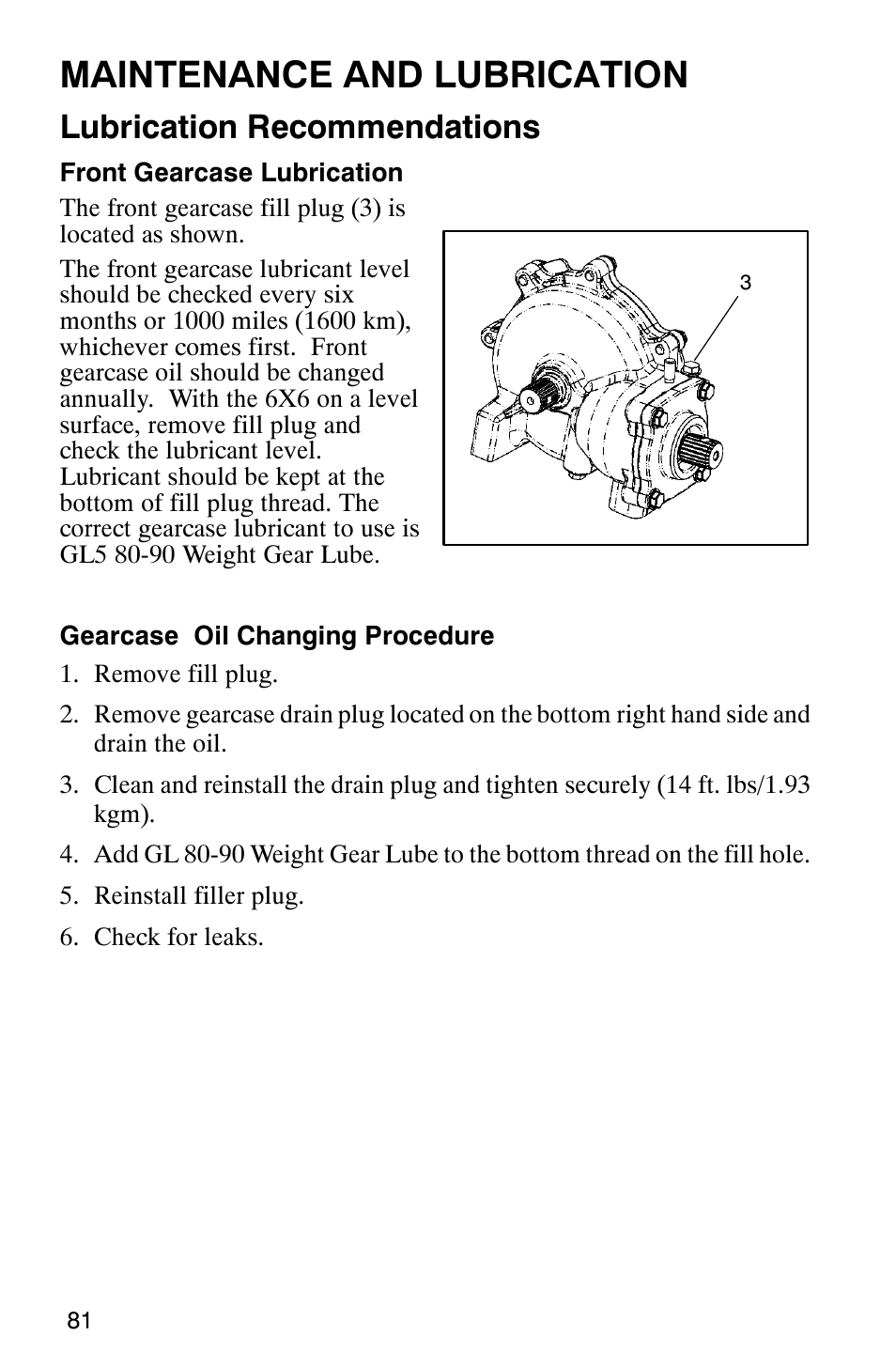 Maintenance and lubrication, Lubrication recommendations | Polaris 2002 ATV Sportsman 6X6 User Manual | Page 84 / 131