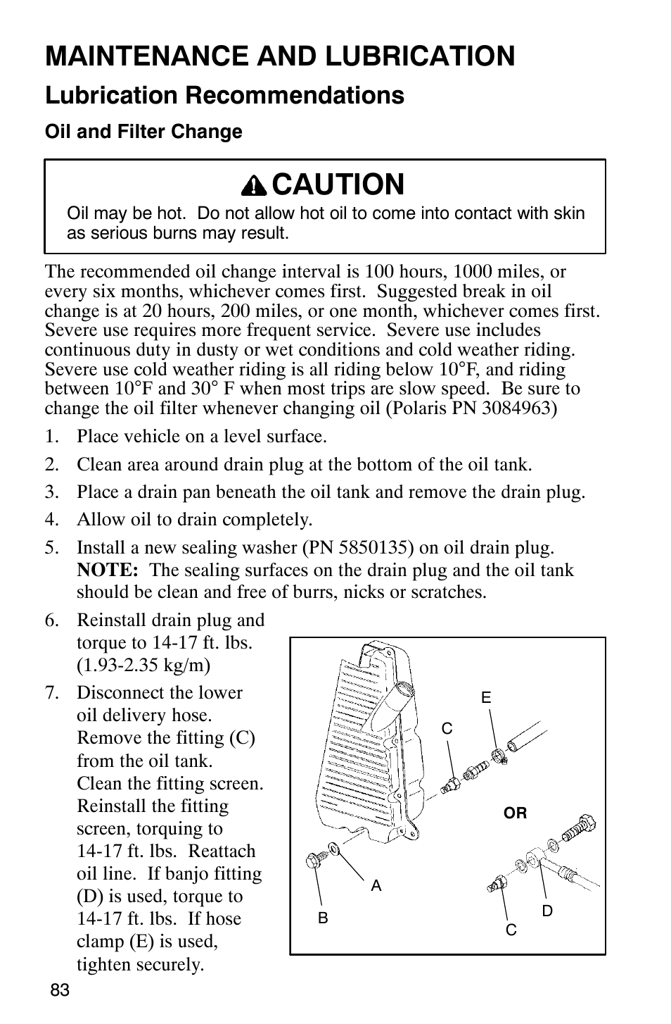 Caution, Maintenance and lubrication, Lubrication recommendations | Polaris 2002 ATV Sportsman 6X6 User Manual | Page 86 / 131