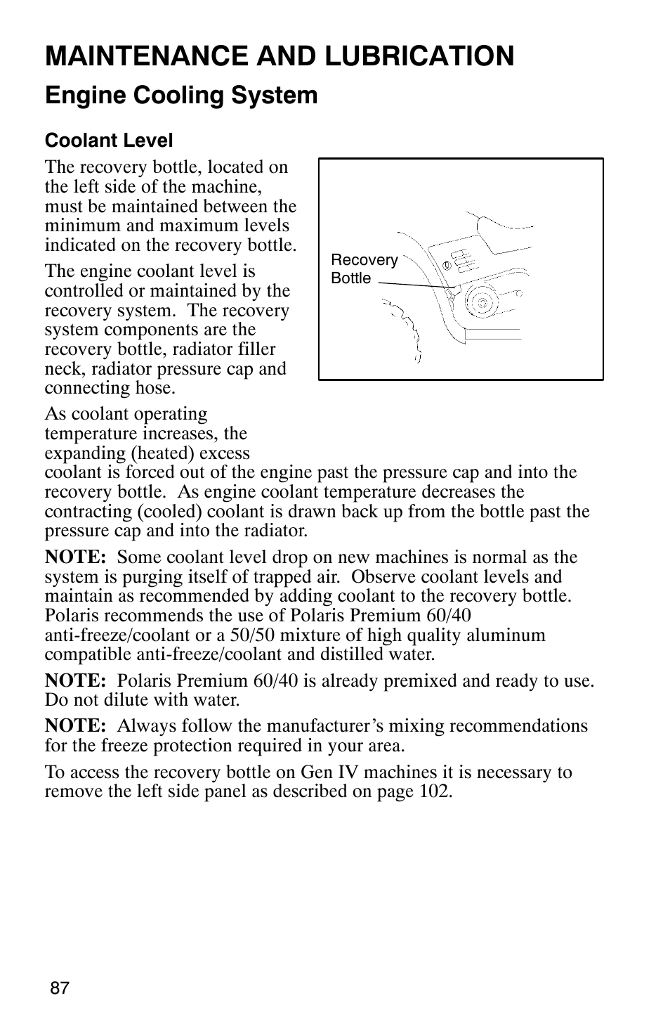 Maintenance and lubrication, Engine cooling system | Polaris 2002 ATV Sportsman 6X6 User Manual | Page 90 / 131