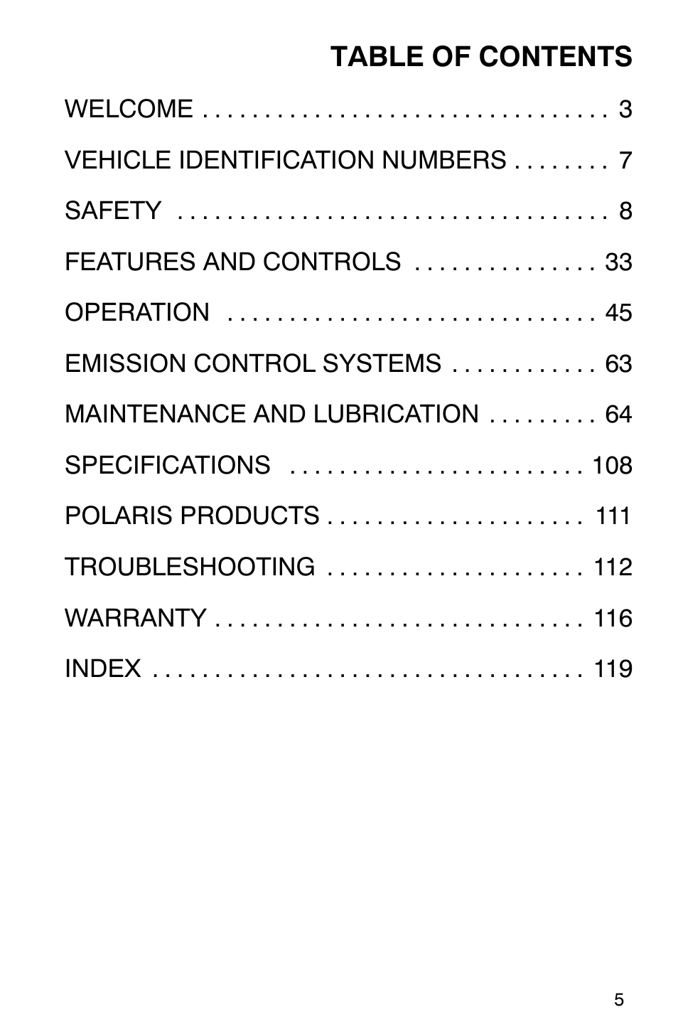 Polaris 2005 ATV Scrambler 500 4X4 User Manual | Page 8 / 123