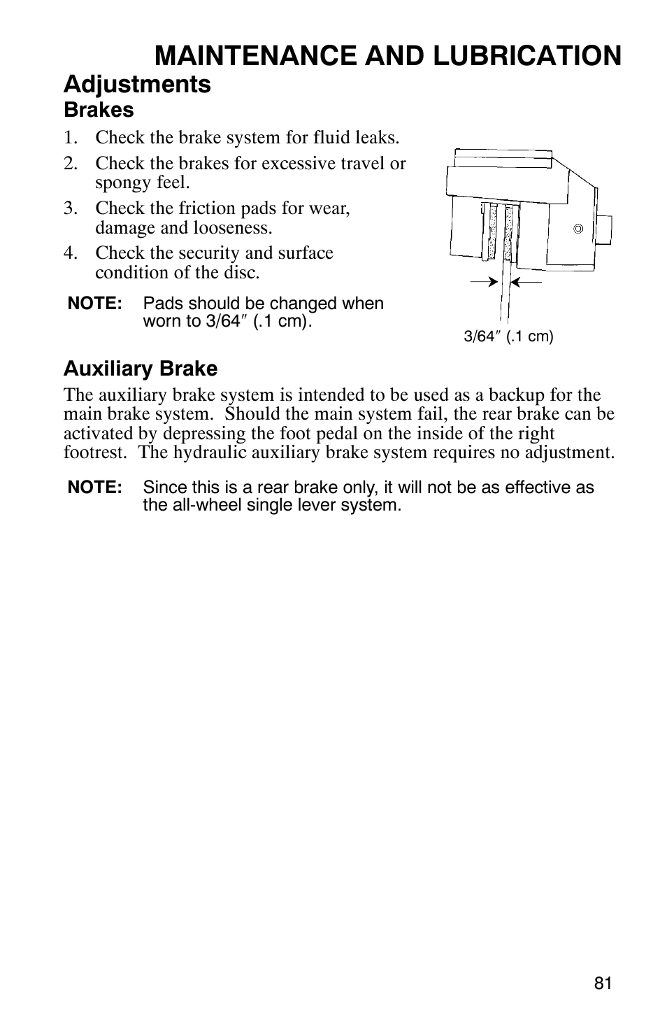 Maintenance and lubrication, Adjustments | Polaris 2005 ATV Scrambler 500 4X4 User Manual | Page 84 / 123