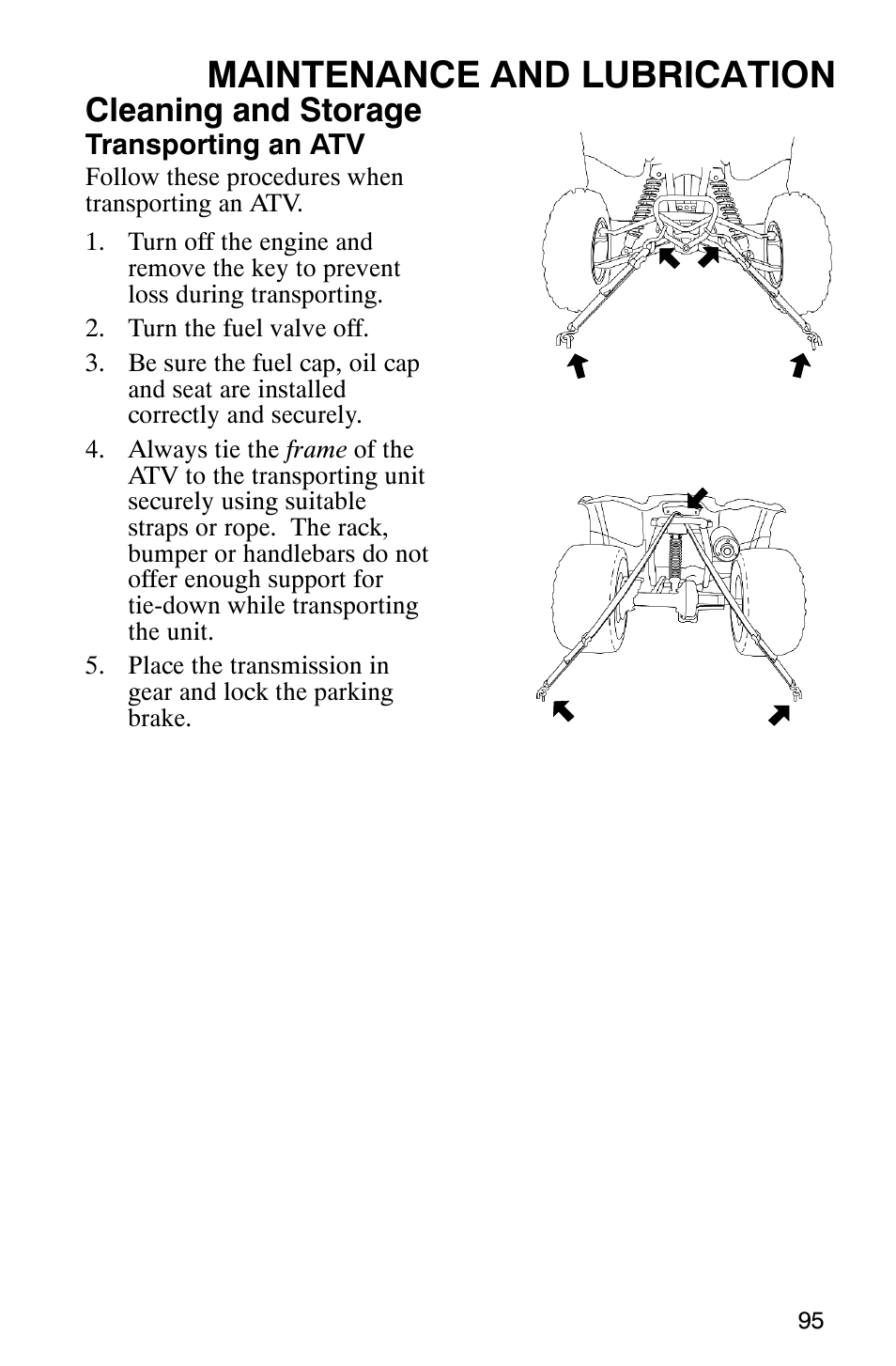Maintenance and lubrication, Cleaning and storage | Polaris 2006 ATV Phoenix 200 User Manual | Page 98 / 114
