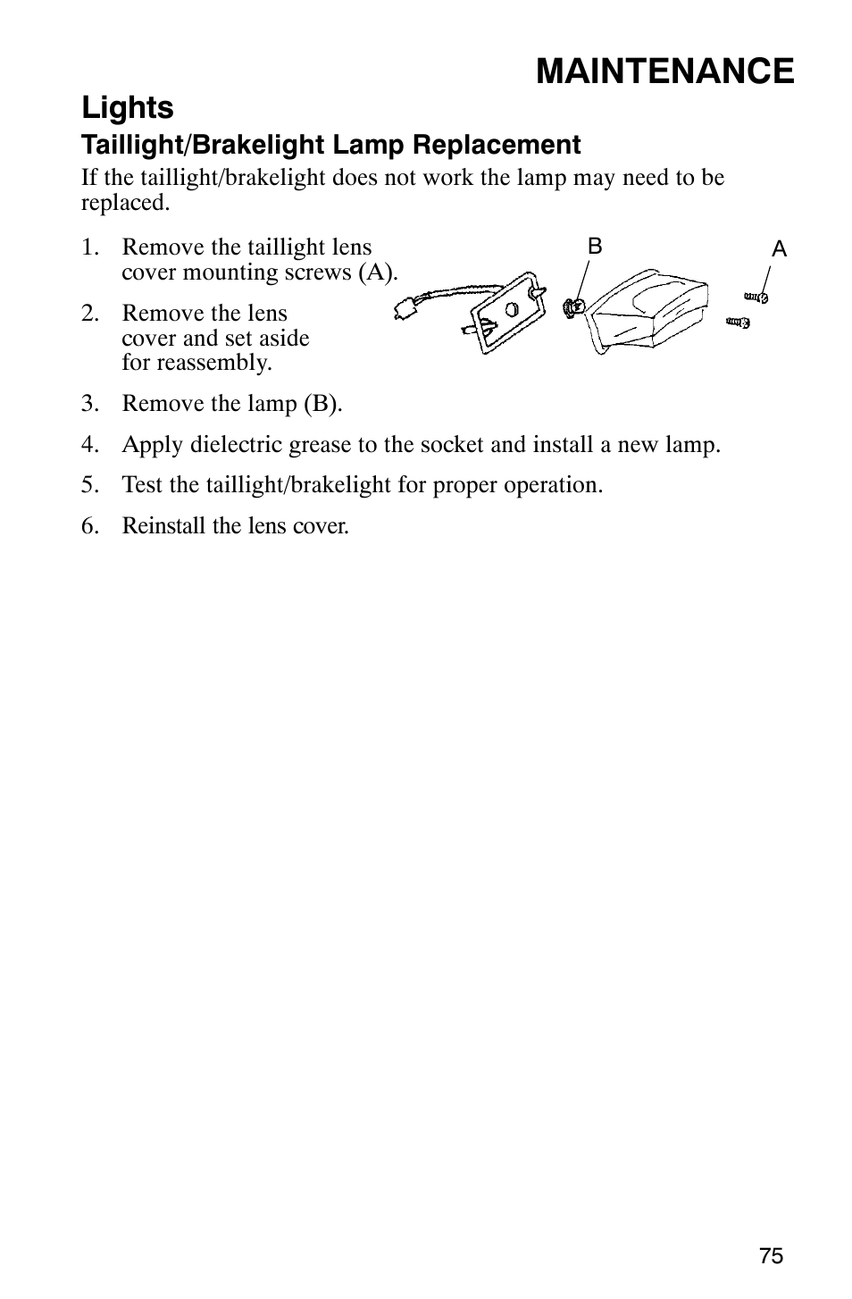 Maintenance, Lights | Polaris 2007 ATV Sawtooth User Manual | Page 78 / 122