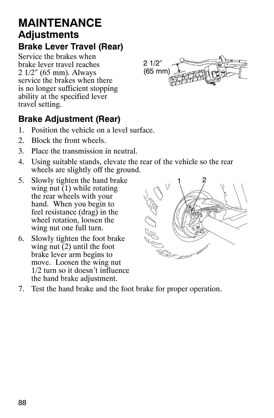 Maintenance, Adjustments | Polaris 2007 ATV Sawtooth User Manual | Page 91 / 122
