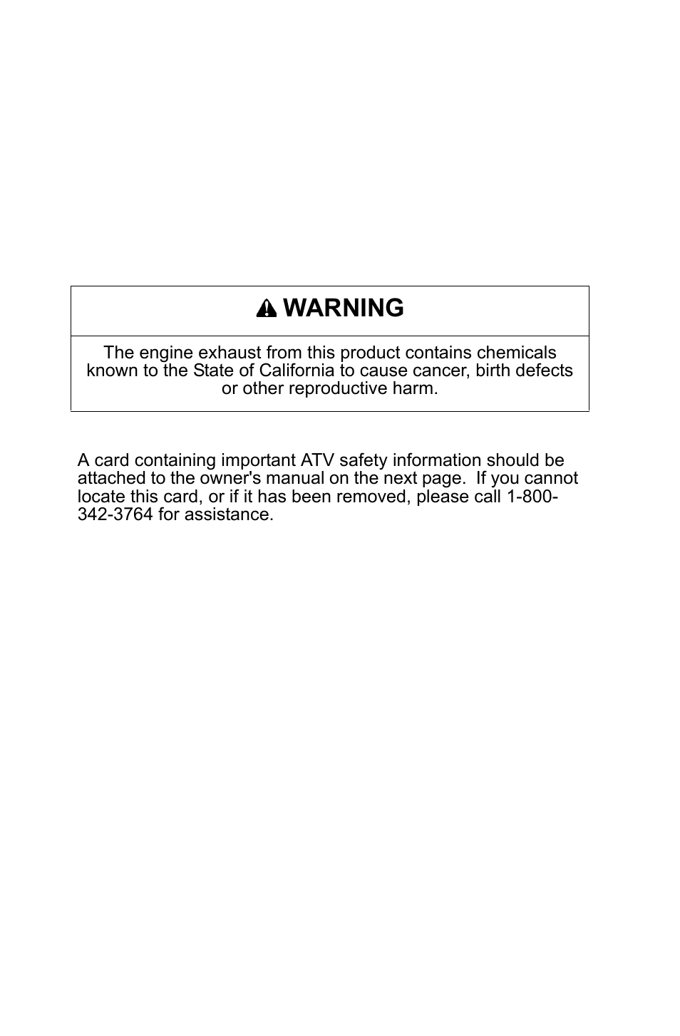 Warning | Polaris 2011 ATV Phoenix 200 User Manual | Page 2 / 114