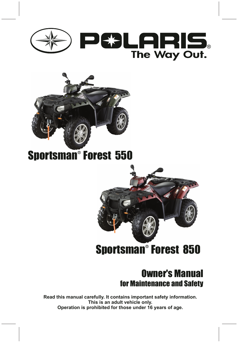 Polaris 2011 ATV Sportsman Forest 550 User Manual | 142 pages