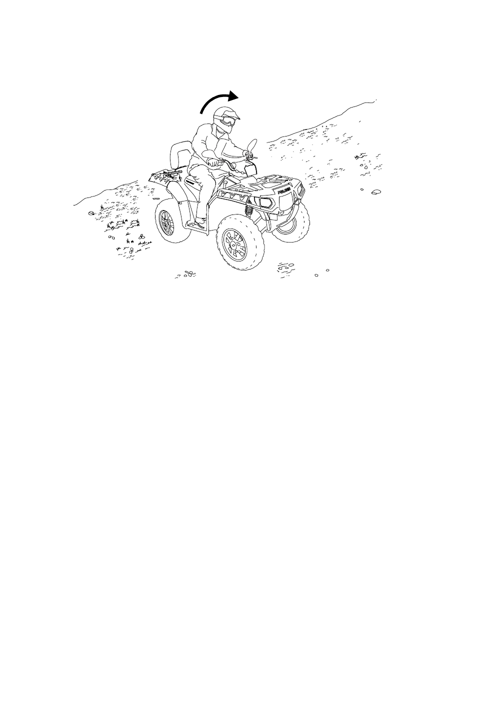 Driving on a sidehill, Operation, Driving on a sidehill (sidehilling) | Polaris 2011 ATV Sportsman Touring 550 INTL User Manual | Page 61 / 143
