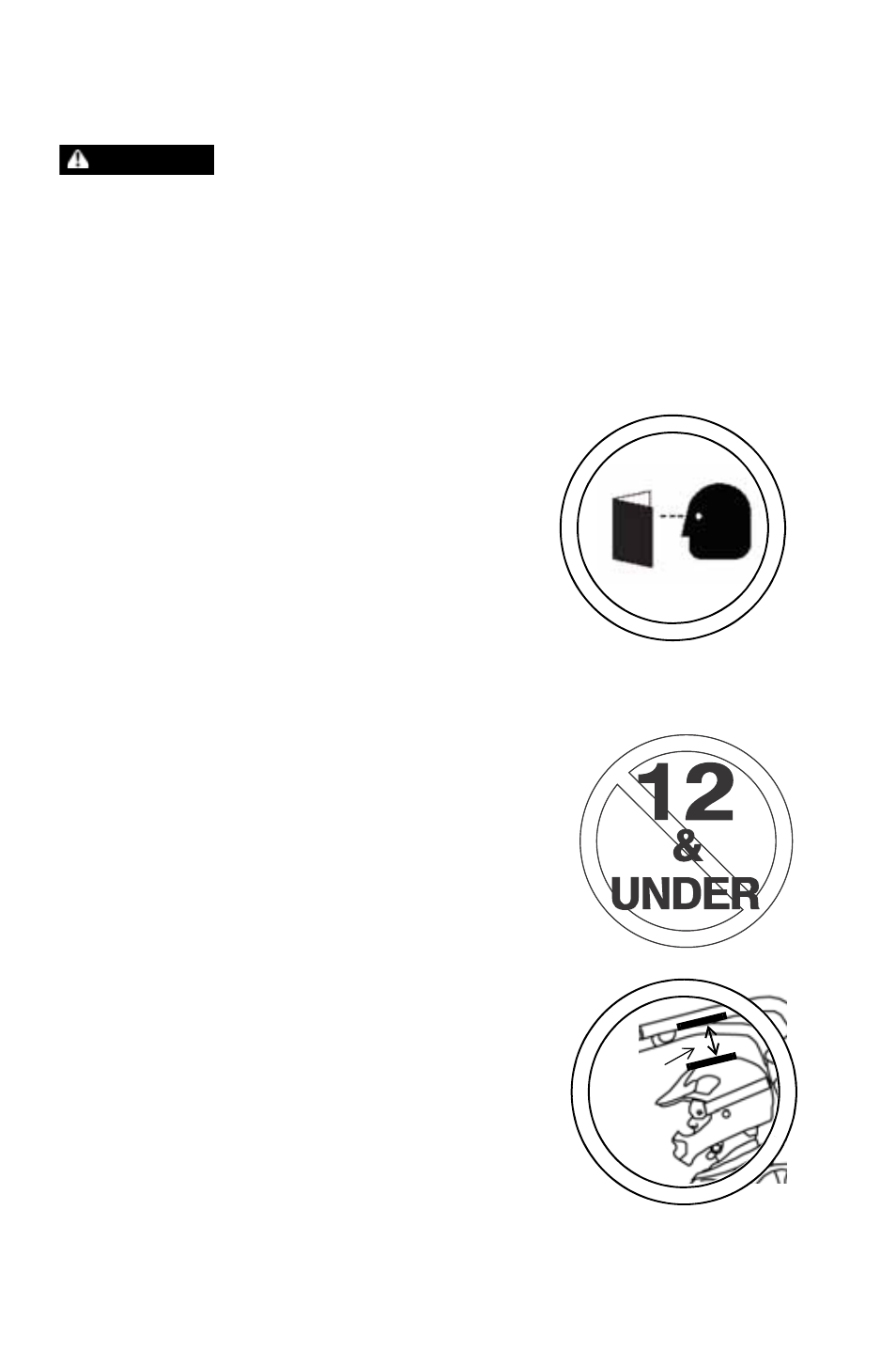 Safety, Safety warnings, Operating without instruction | Age restrictions, Rider height | Polaris 2012 ATV RZR 170 User Manual | Page 15 / 114