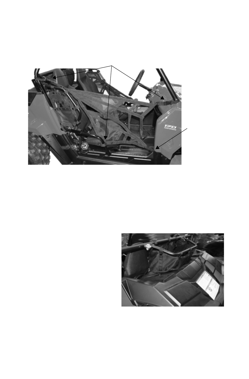 Features and controls, Cab nets, Storage bag | Polaris 2012 ATV RZR 170 User Manual | Page 33 / 114