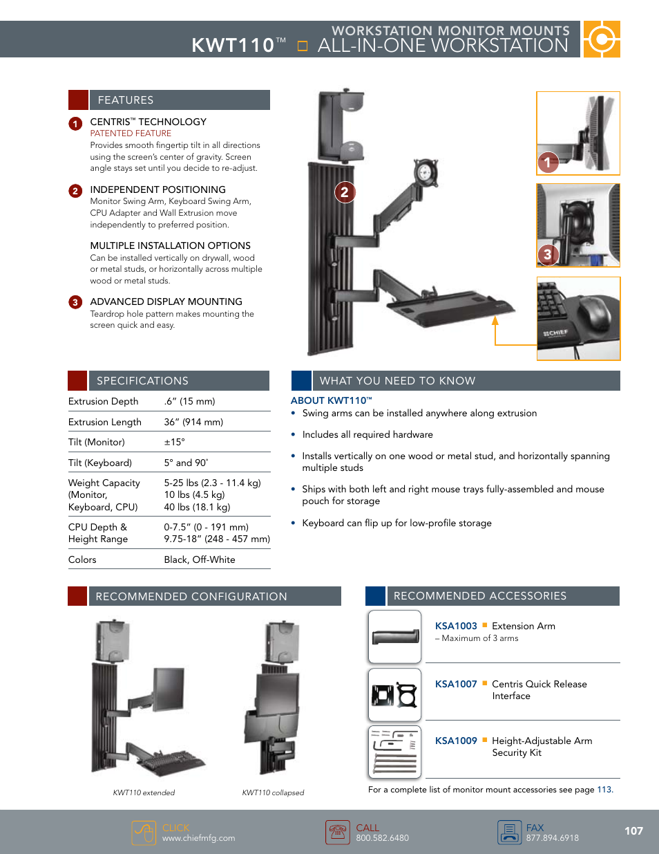 Chief Manufacturing KWT110 User Manual | 1 page