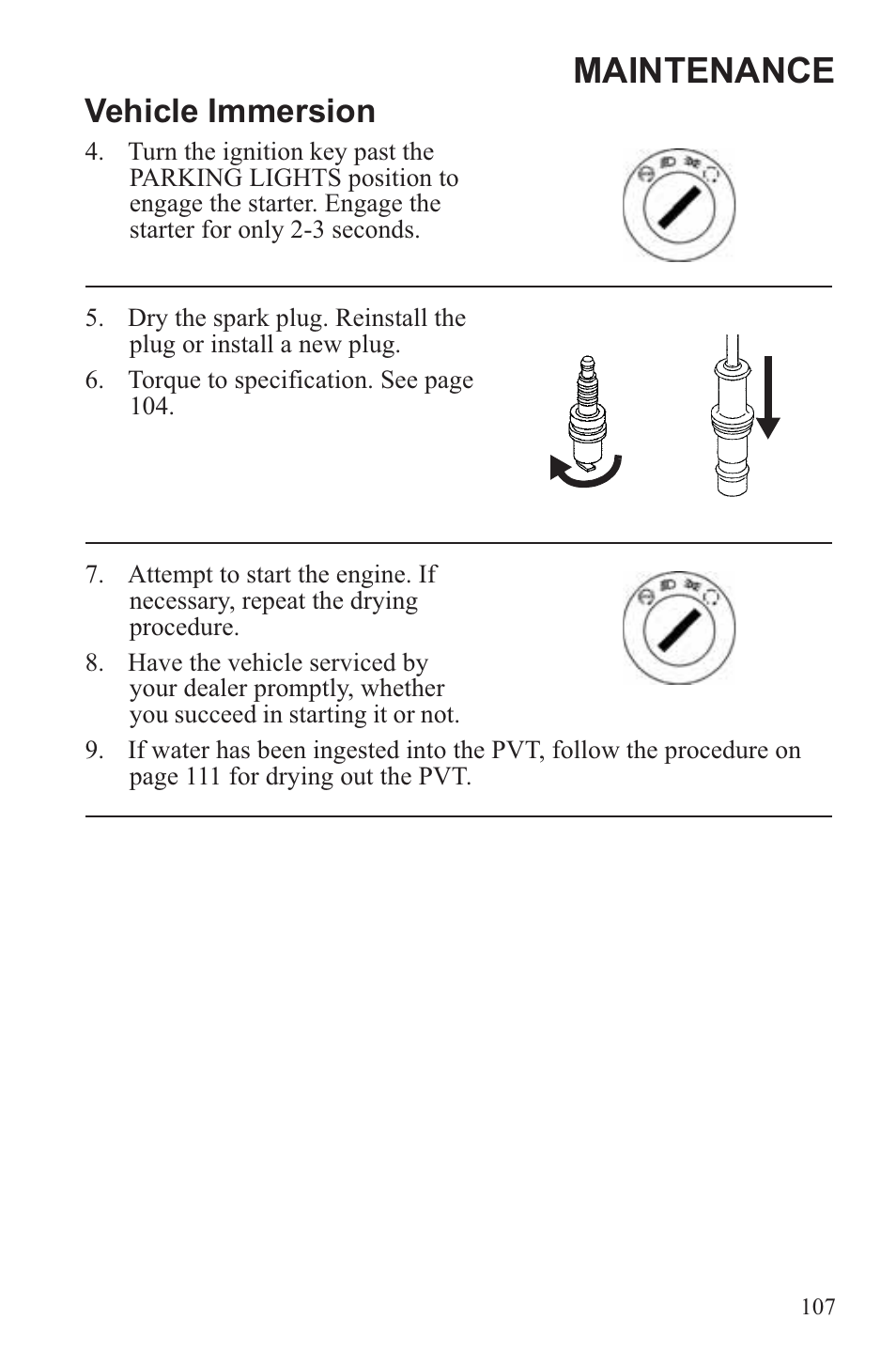 Maintenance, Vehicle immersion | Polaris 2013 ATV Sportsman 500 Tractor INTL User Manual | Page 109 / 141