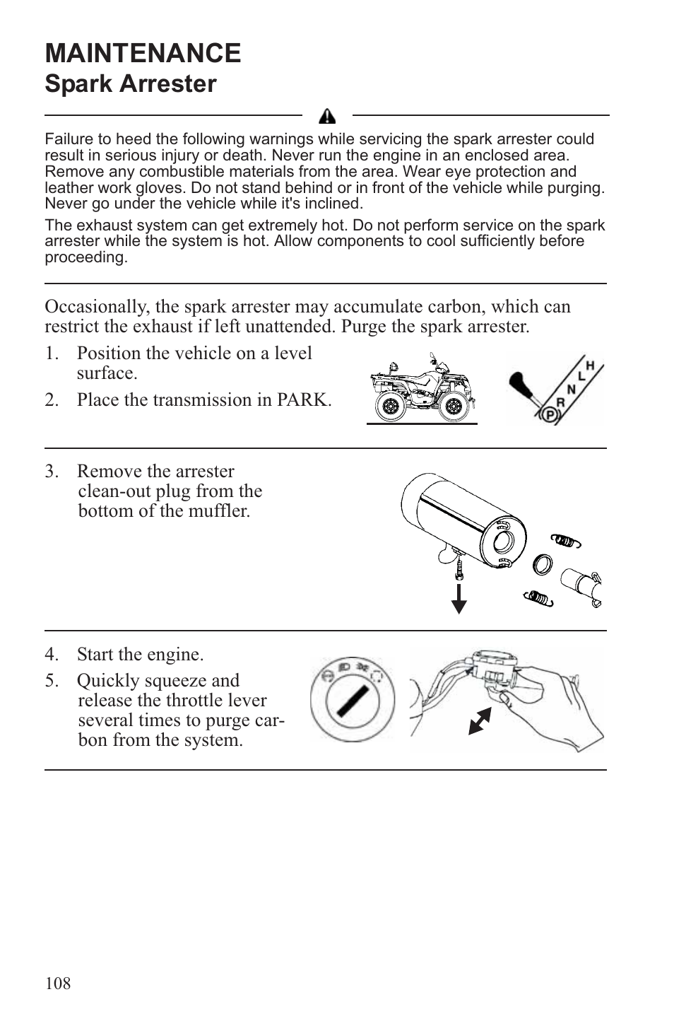 Maintenance, Spark arrester | Polaris 2013 ATV Sportsman 500 Tractor INTL User Manual | Page 110 / 141