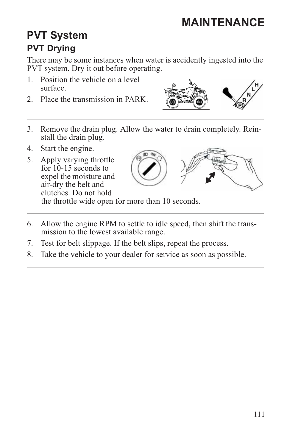 Maintenance, Pvt system | Polaris 2013 ATV Sportsman 500 Tractor INTL User Manual | Page 113 / 141