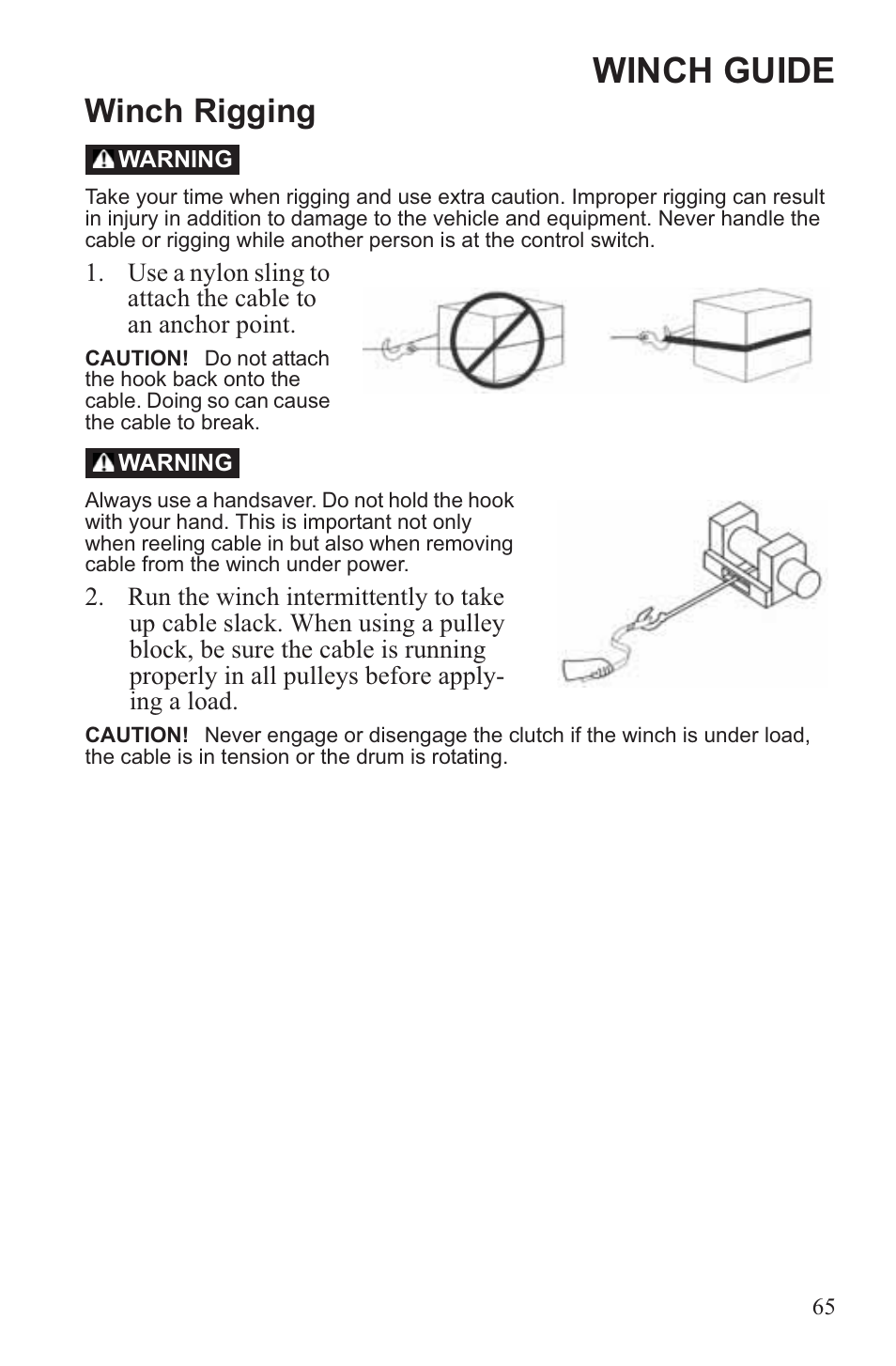 Winch guide, Winch rigging | Polaris 2013 ATV Sportsman 500 Tractor INTL User Manual | Page 67 / 141