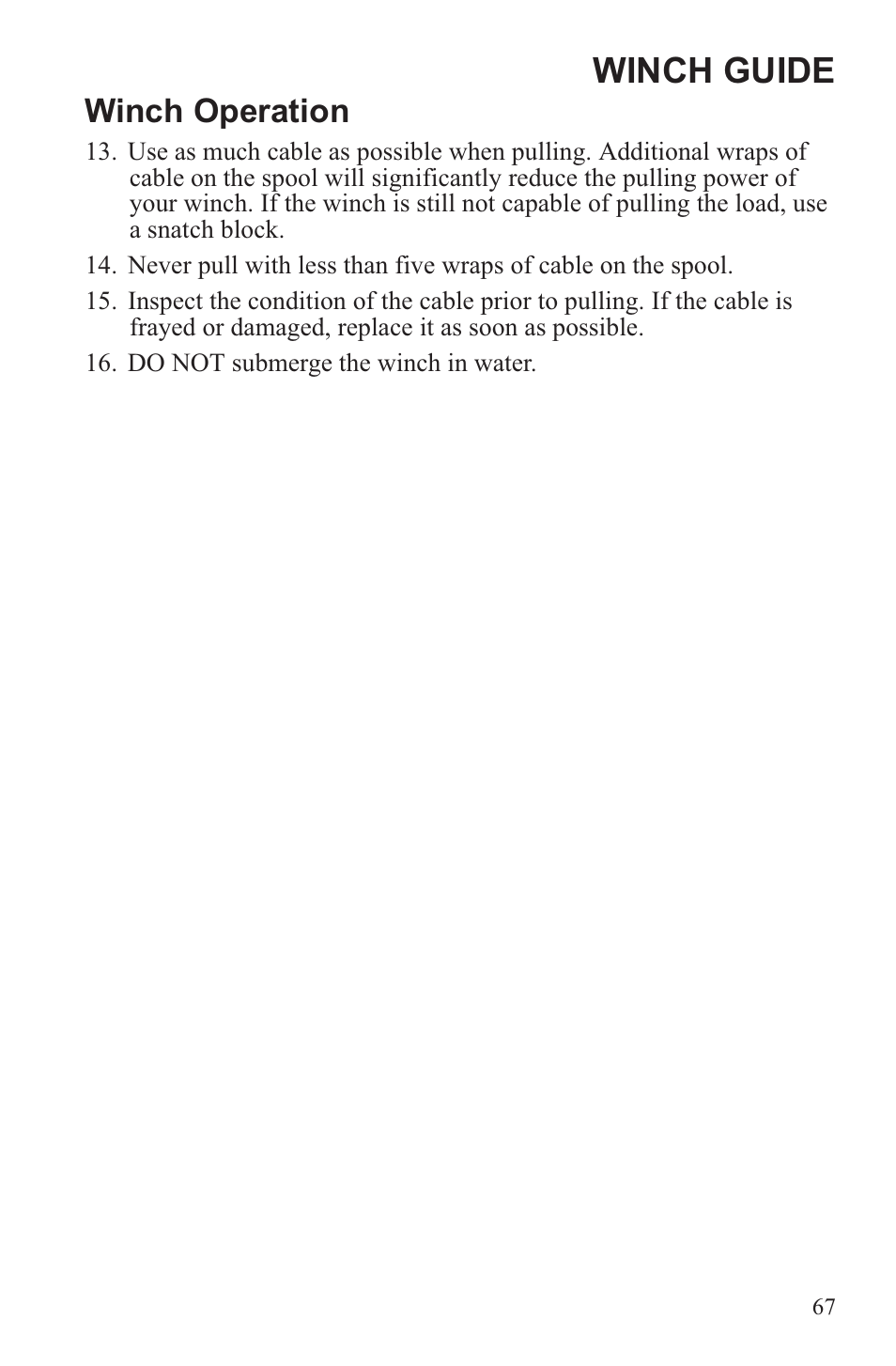 Winch guide, Winch operation | Polaris 2013 ATV Sportsman 500 Tractor INTL User Manual | Page 69 / 141