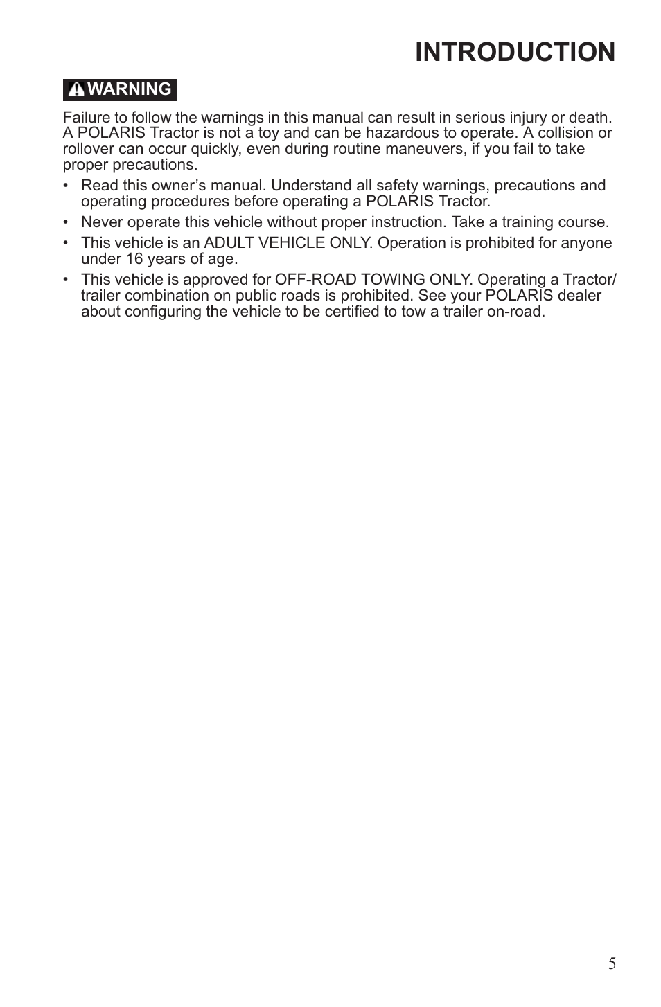 Introduction | Polaris 2013 ATV Sportsman 500 Tractor INTL User Manual | Page 7 / 141