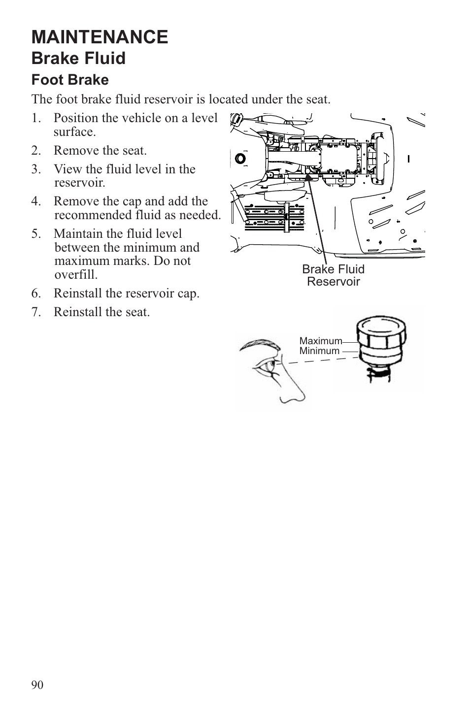 Maintenance, Brake fluid | Polaris 2013 ATV Sportsman 500 Tractor INTL User Manual | Page 92 / 141