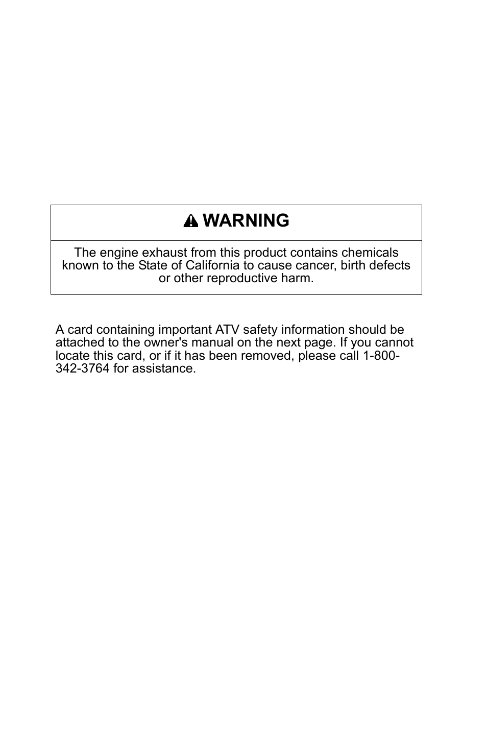 Warning | Polaris 2014 ATV Sportsman 400 HO User Manual | Page 2 / 148