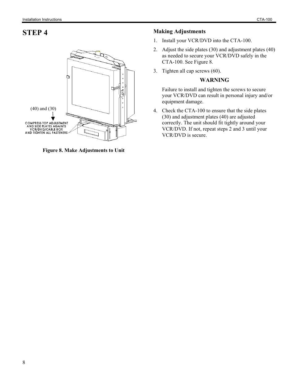 Step 4 | Chief Manufacturing CTA-100 User Manual | Page 8 / 9