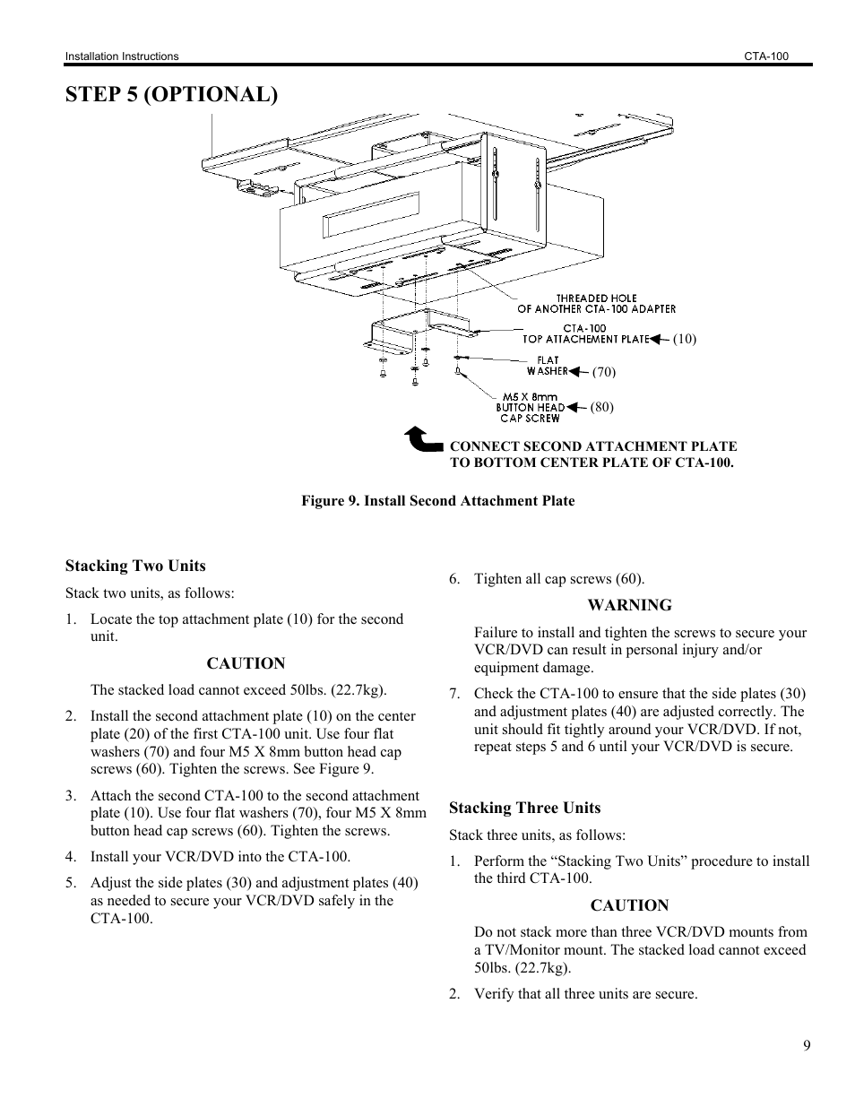 Step 5 (optional) | Chief Manufacturing CTA-100 User Manual | Page 9 / 9