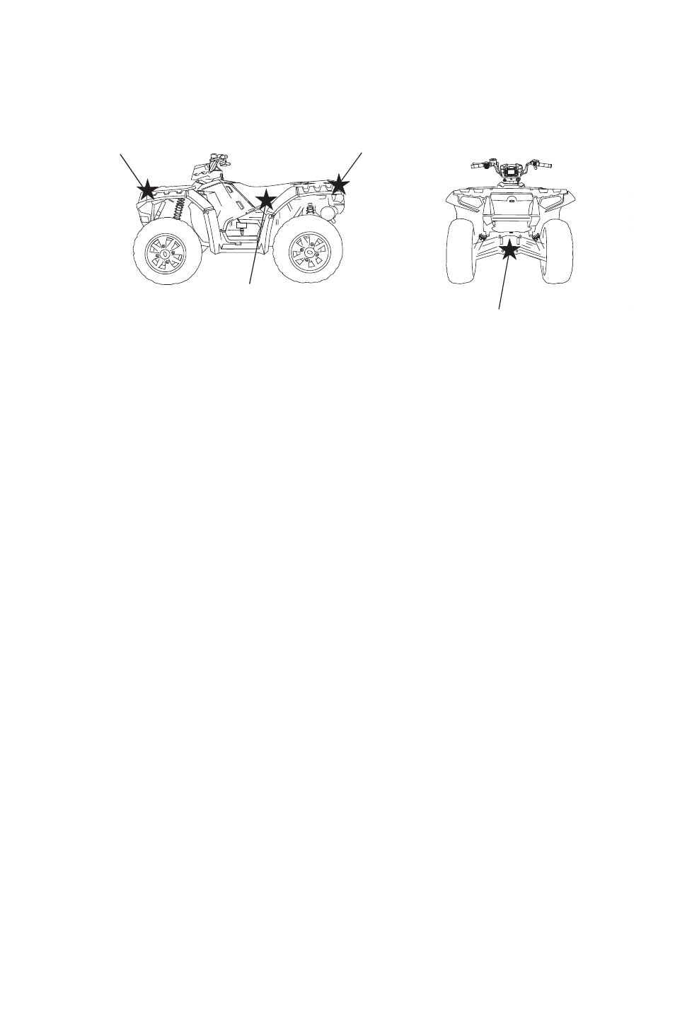 Safety, Safety labels and locations, Clutch cover warning | Rack warning, front and rear, Hitch capacity label | Polaris 2014 ATV Sportsman 550 EPS User Manual | Page 25 / 160