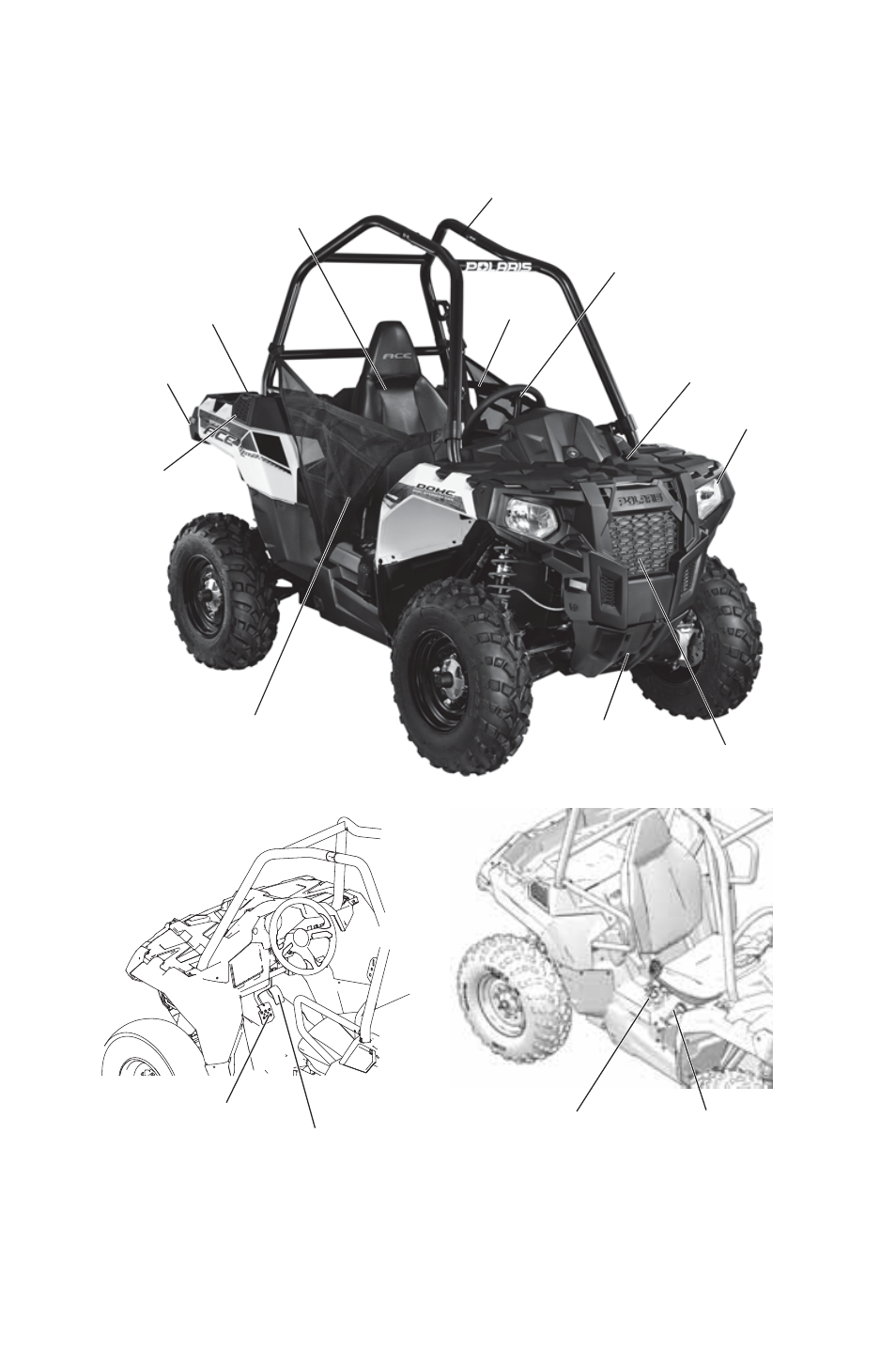 Features and controls, Component locations | Polaris 2015 ATV Sportsman ACE 570 User Manual | Page 26 / 153