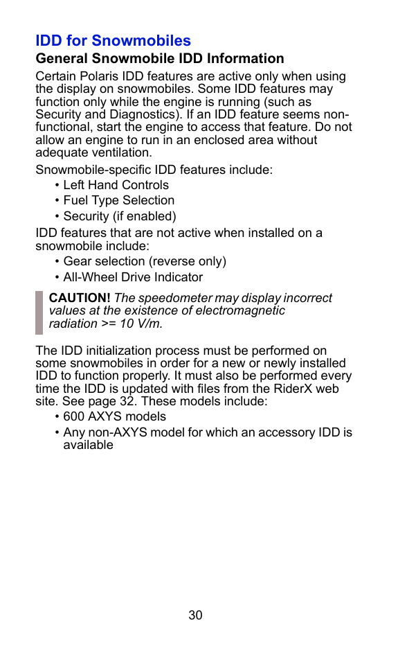 Idd for snowmobiles | Polaris 2015 ATV Interactive Digital Display User Manual | Page 31 / 74