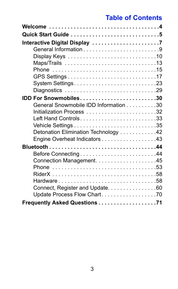 Polaris 2015 ATV Interactive Digital Display User Manual | Page 4 / 74