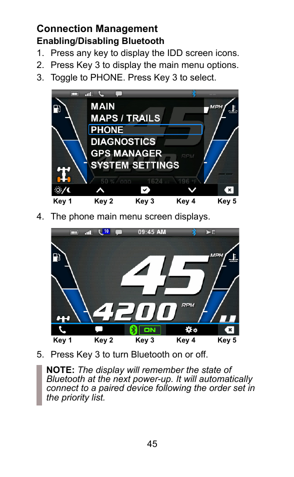 Connection management | Polaris 2015 ATV Interactive Digital Display User Manual | Page 46 / 74