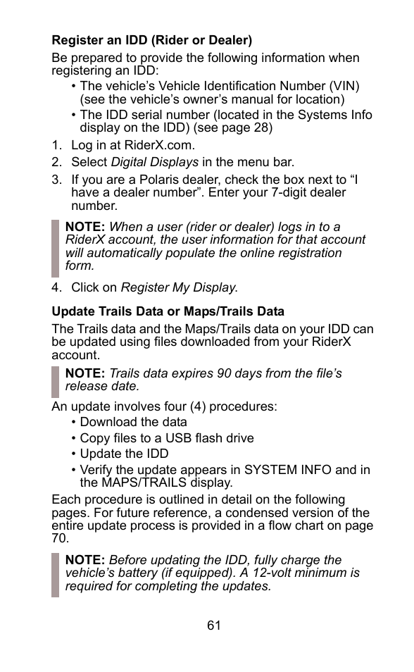 Polaris 2015 ATV Interactive Digital Display User Manual | Page 62 / 74