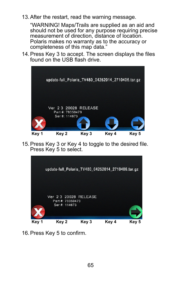 Polaris 2015 ATV Interactive Digital Display User Manual | Page 66 / 74