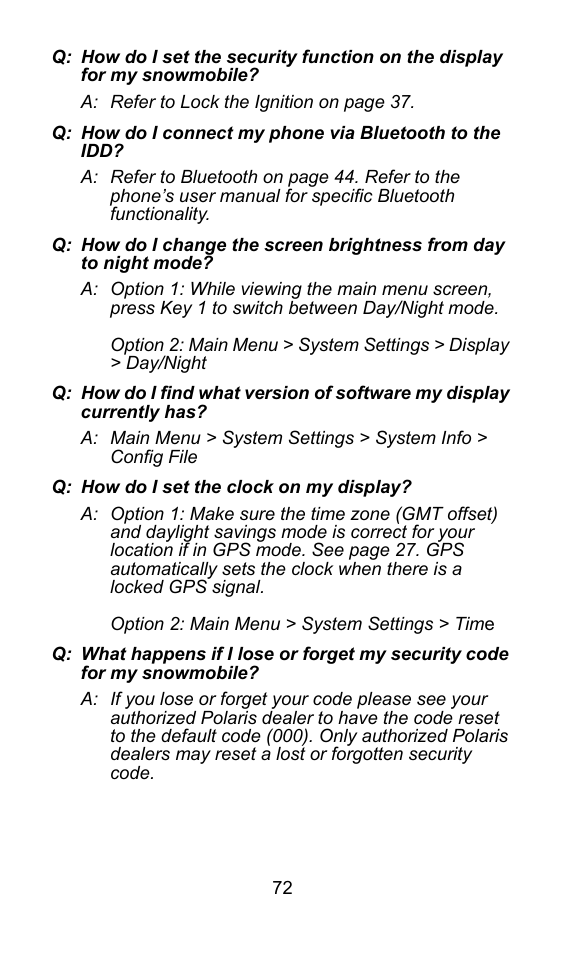 Polaris 2015 ATV Interactive Digital Display User Manual | Page 73 / 74