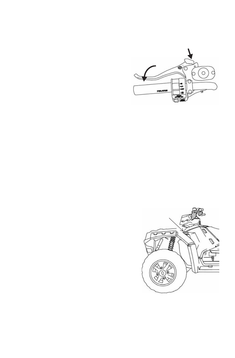 Features and controls, Parking brake, Fuel tank | Polaris 2016 ATV Sportsman 850 User Manual | Page 37 / 167